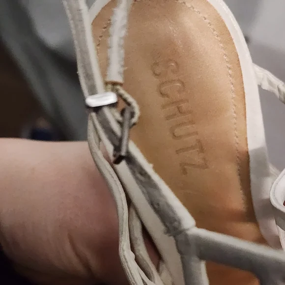 SCHUTZ Pearl White Jaden Caged Heeled Sandal, size 8B - Picture 6 of 8